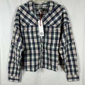 Urban Outfitters Women’s Addison Blue Plaid Boxy Button Down Shirt Top M NWT